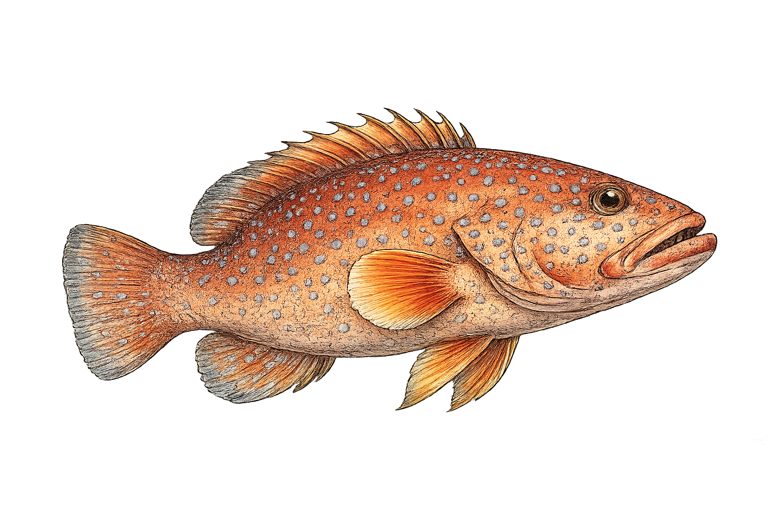 Illustration of an Australian coral trout, the inspiration behind the Troutie brand.